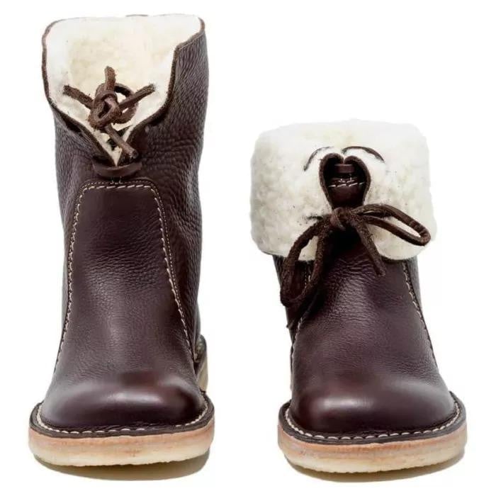 Vintage Buttery-soft Waterproof Wool Lining Boots