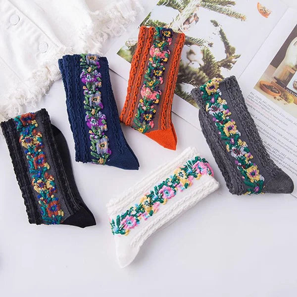 Vintage Embroidered Floral Socks(Christmas Sale)