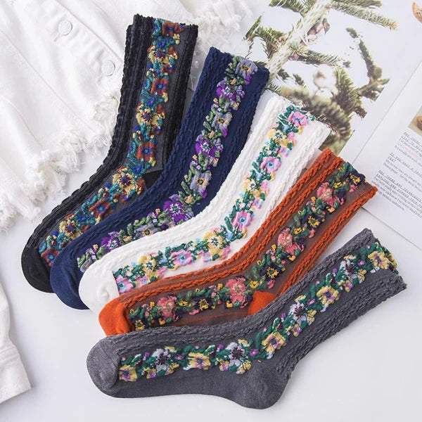 Vintage Embroidered Floral Socks(Christmas Sale)