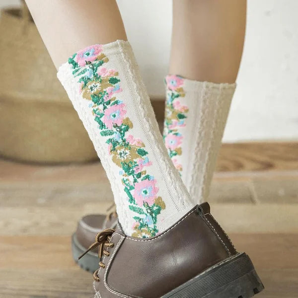 Vintage Embroidered Floral Socks(Christmas Sale)