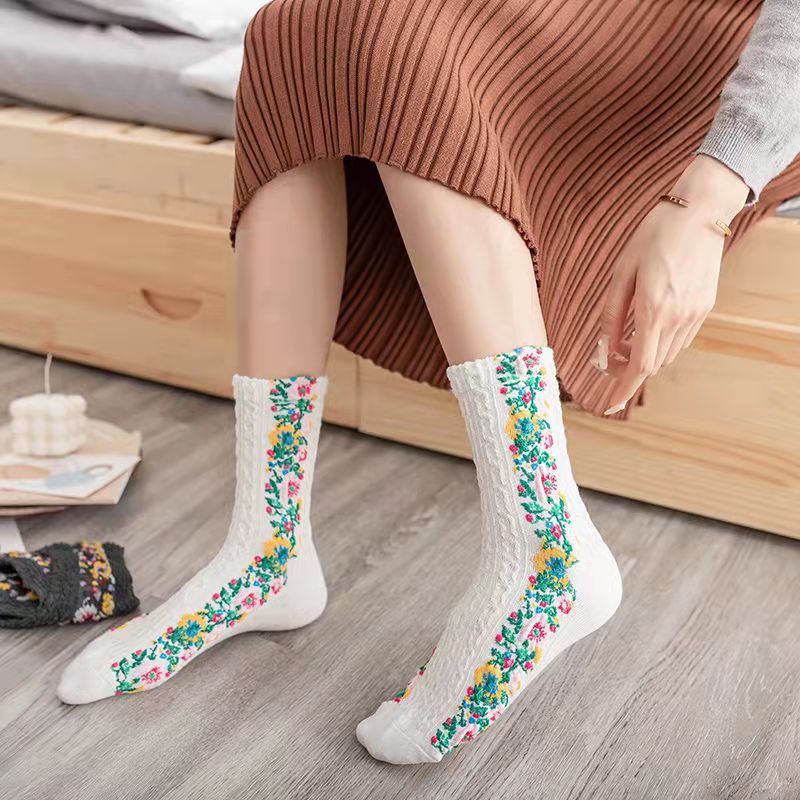 Vintage Embroidered Floral Socks(Christmas Sale)