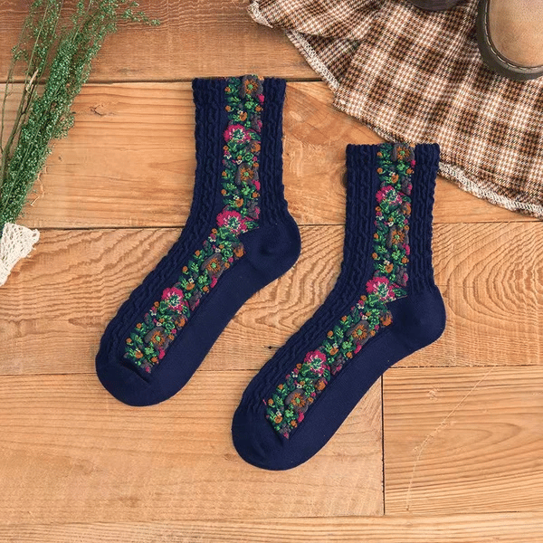 Vintage Embroidered Floral Women Socks - New Year Sale