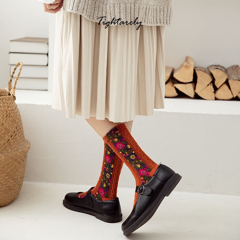 Vintage Embroidered Floral Women Socks - New Year Sale