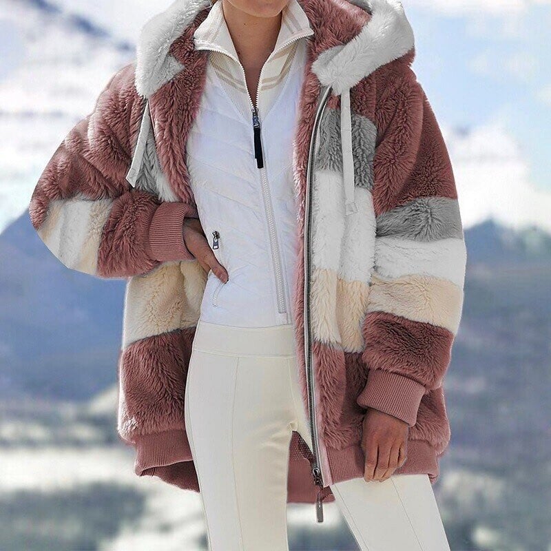 Vividlyapple Contrasting Lamb Wool Padded Coat