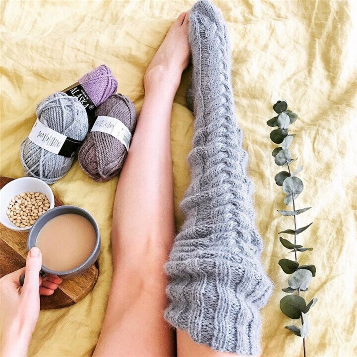 Warm Over Knee Extra Long Knitted Socks