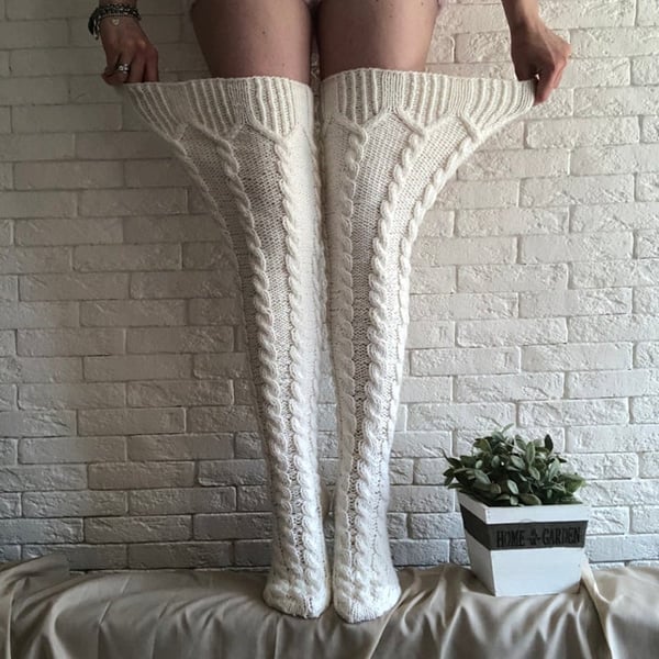 Warm Over Knee Extra Long Knitted Socks