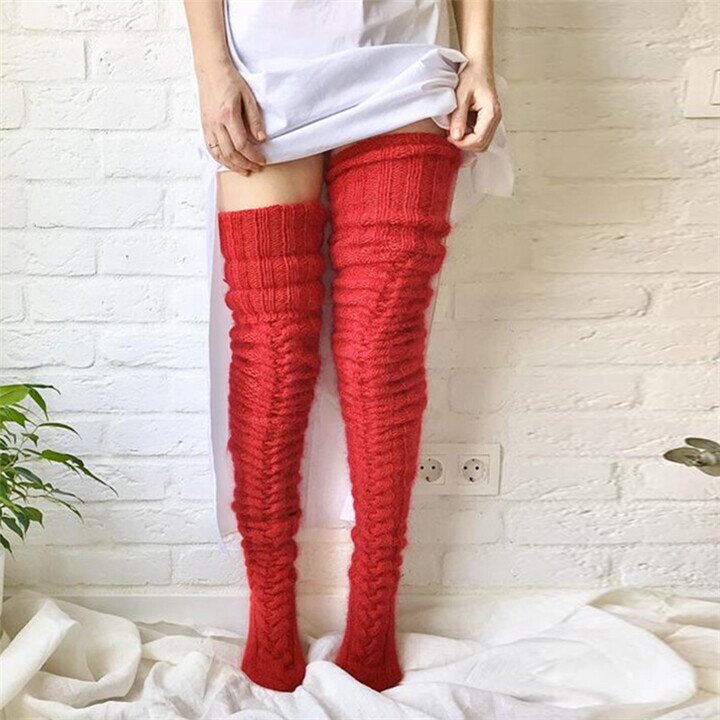 Warm Over Knee Extra Long Knitted Socks