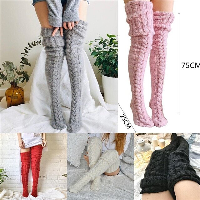 Warm Over Knee Extra Long Knitted Socks