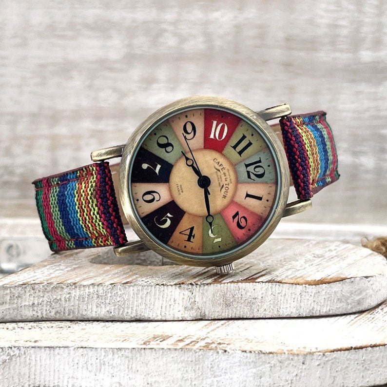 Watches with multicolour rainbow pattern