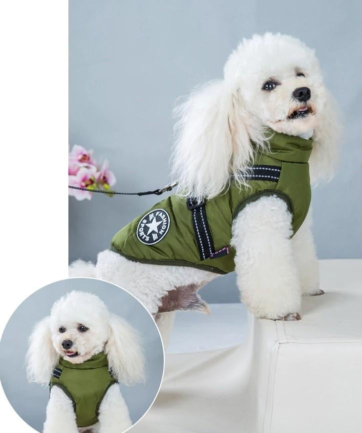 Waterproof Winter Dog Jacket with Built-in Harness