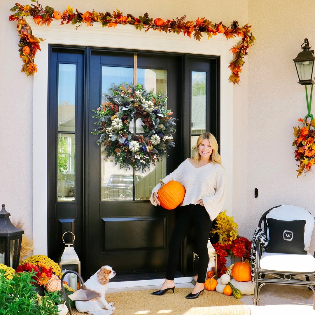 White Pumpkins Ranunculus Wreath