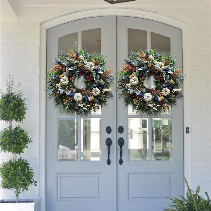 White Pumpkins Ranunculus Wreath