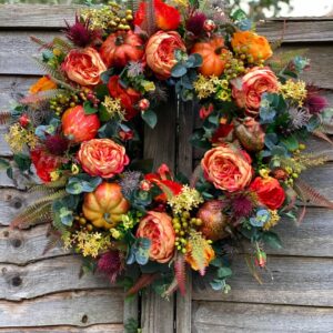 White Pumpkins Ranunculus Wreath