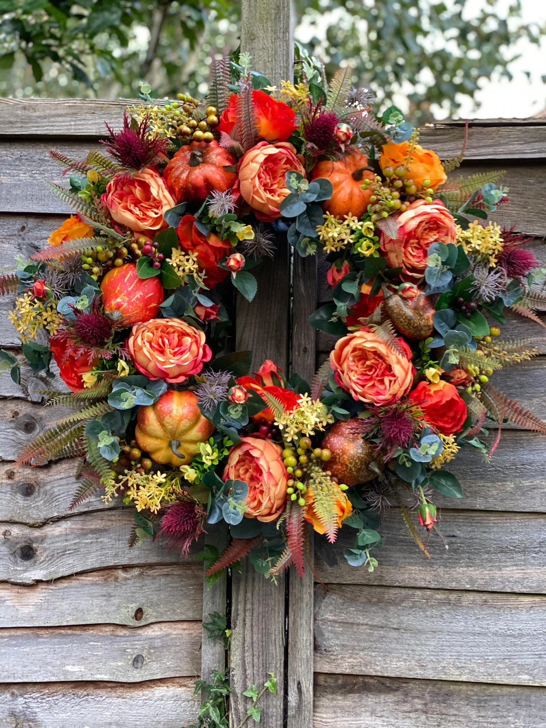 White Pumpkins Ranunculus Wreath