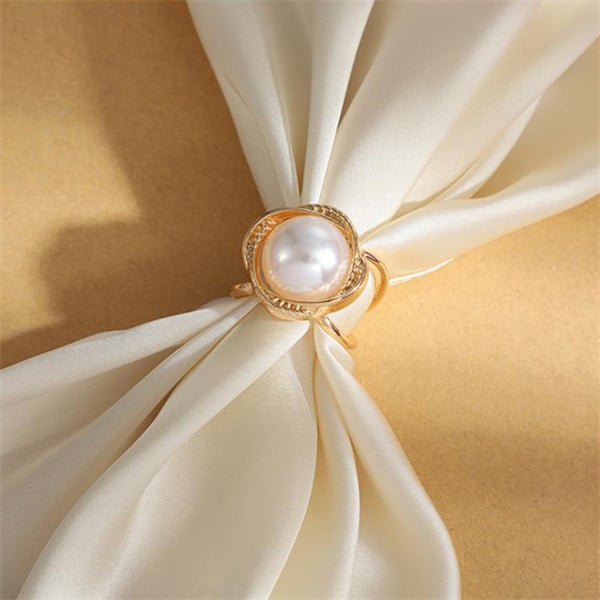 Women's Elegant Pearl Floral Scarf Ring Clip Buy 3 Get 1 Free