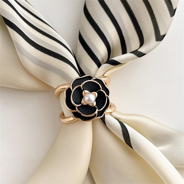 Women's Elegant Pearl Floral Scarf Ring Clip Buy 3 Get 1 Free