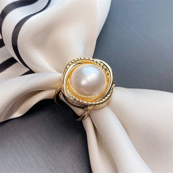 Women's Elegant Pearl Floral Scarf Ring Clip Buy 3 Get 1 Free