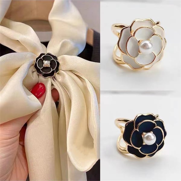 Women's Elegant Pearl Floral Scarf Ring Clip Buy 3 Get 1 Free