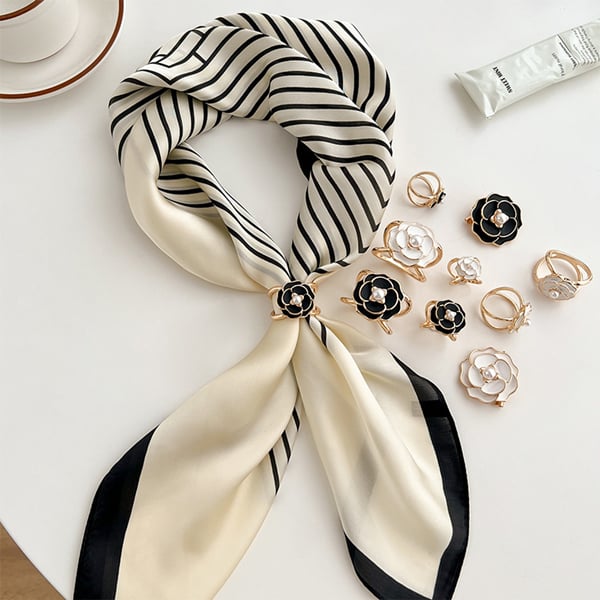 Women's Elegant Pearl Floral Scarf Ring Clip Buy 3 Get 1 Free