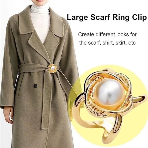 Women's Elegant Pearl Floral Scarf Ring Clip Buy 3 Get 1 Free