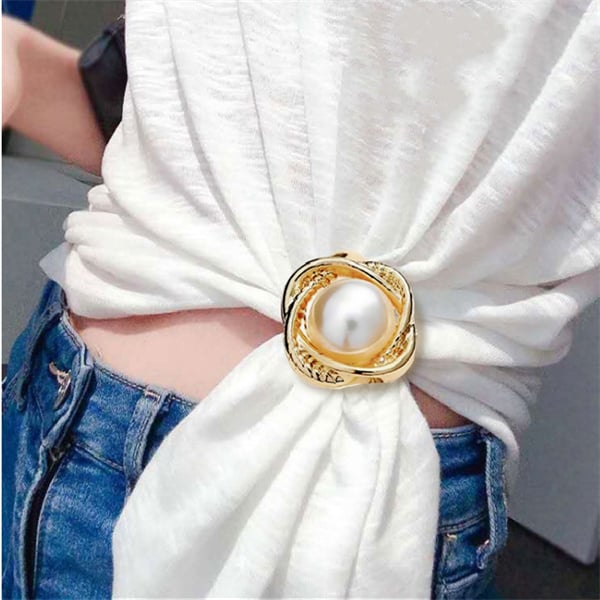 Women's Elegant Pearl Floral Scarf Ring Clip Buy 3 Get 1 Free