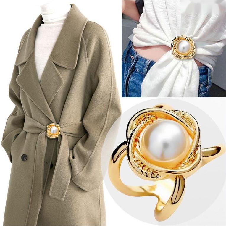 Women's Elegant Pearl Floral Scarf Ring Clip Buy 3 Get 1 Free