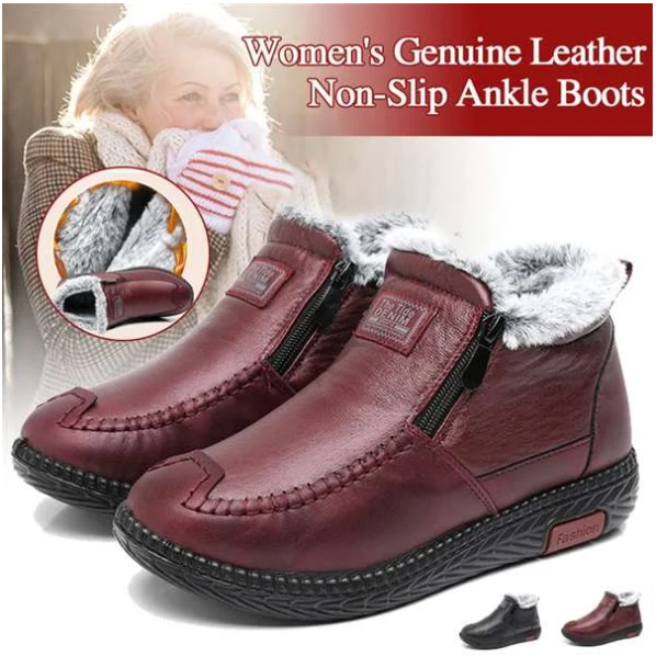 Women's Leather Non-Slip Zipper Ankle Boots