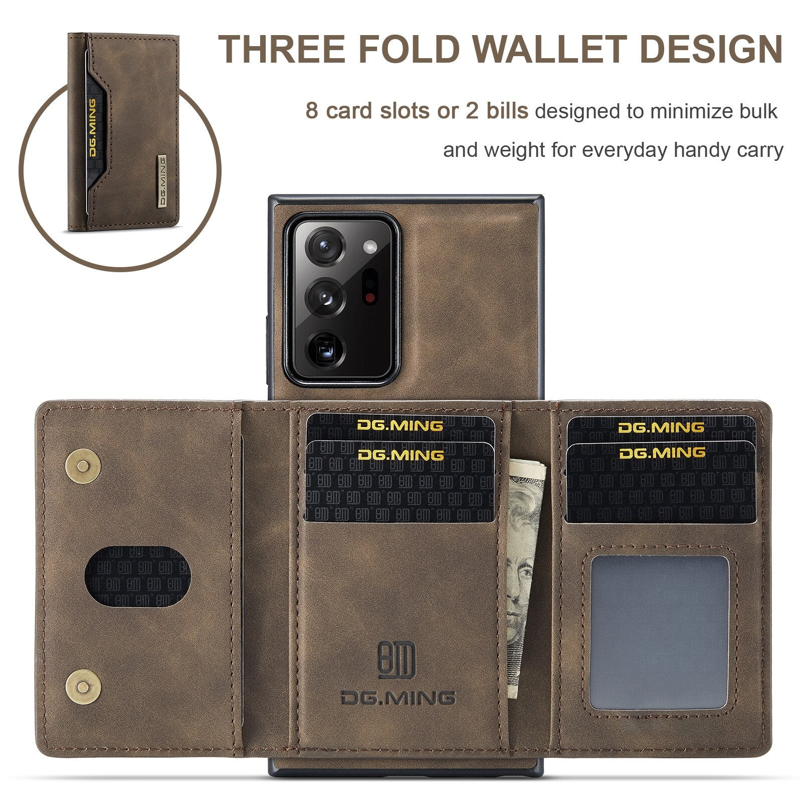 2 in 1 Detachable Leather Wallet Case For Samsung Galaxy