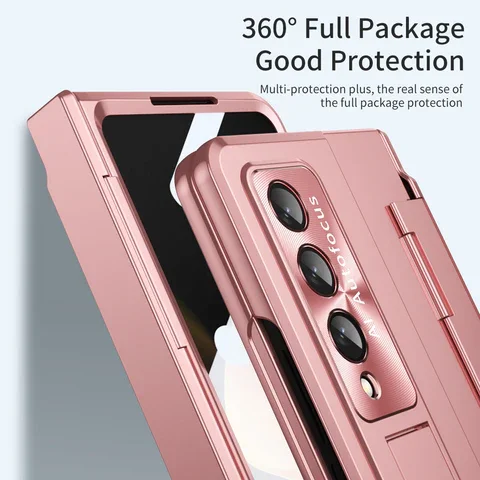 Applicable To Samsung Zfold3/Zfold4 Flat Hinge Folding Electroplated Lens Film Mobile Phone Case