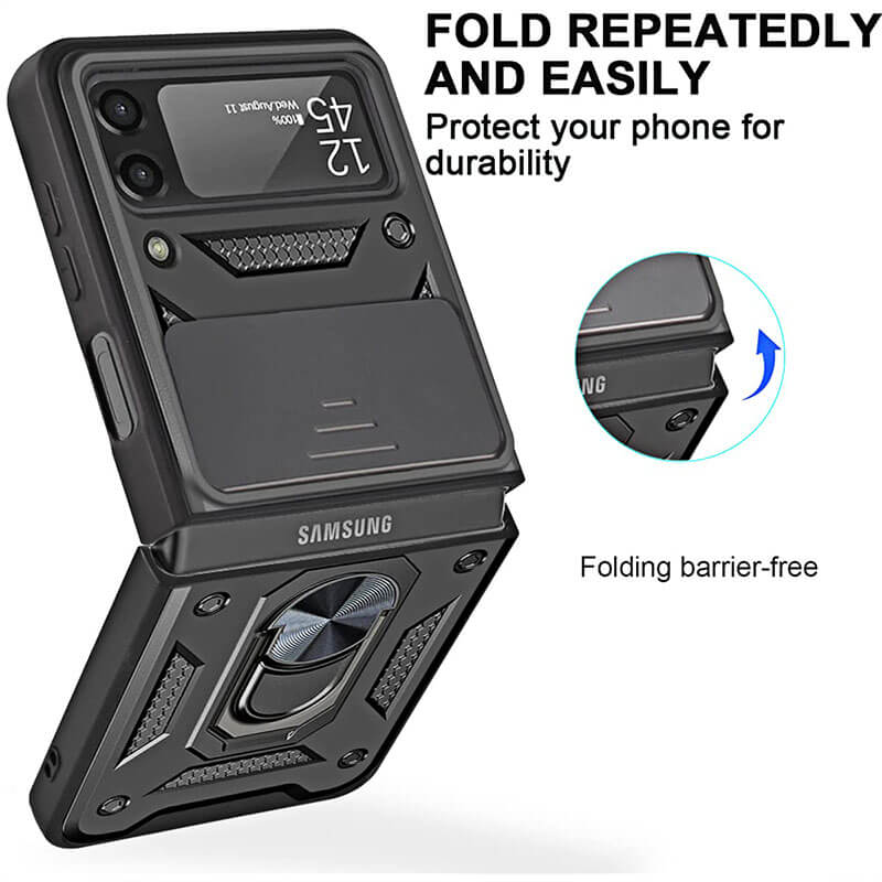 Drop Tested Cover with Magnetic Kickstand Car Mount Protective Case for Samsung Galaxy Z Flip3 Flip4 5G