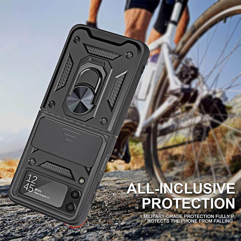 Drop Tested Cover with Magnetic Kickstand Car Mount Protective Case for Samsung Galaxy Z Flip3 Flip4 5G