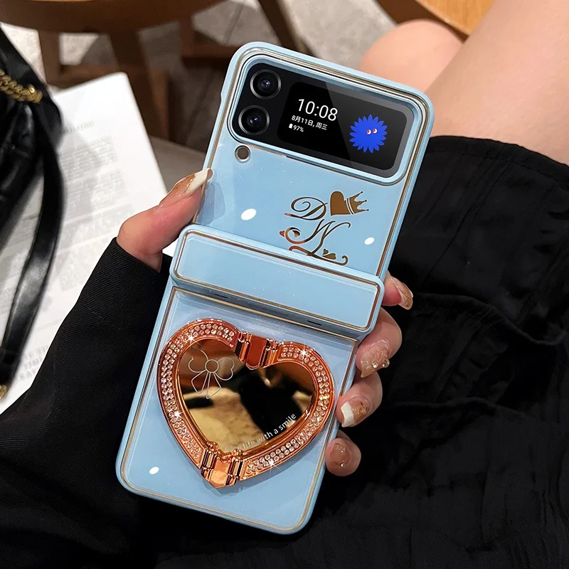 Fashion Heart Holder Bracket Phone Case for Samsung Galaxy Z Flip3/4 5G