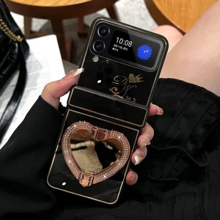 Fashion Heart Holder Bracket Phone Case for Samsung Galaxy Z Flip3/4 5G