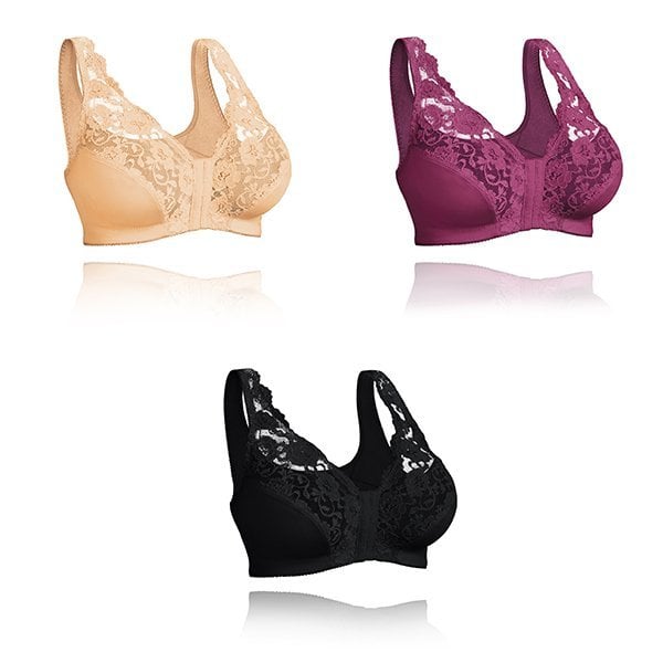 Front hooks, stretch-lace, super-lift, and posture correction – ALL IN ONE BRA