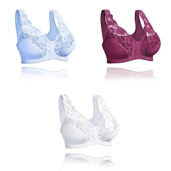 Front hooks, stretch-lace, super-lift, and posture correction – ALL IN ONE BRA