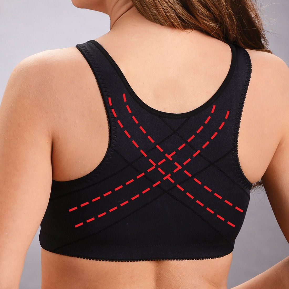 Front hooks, stretch-lace, super-lift, and posture correction – ALL IN ONE BRA