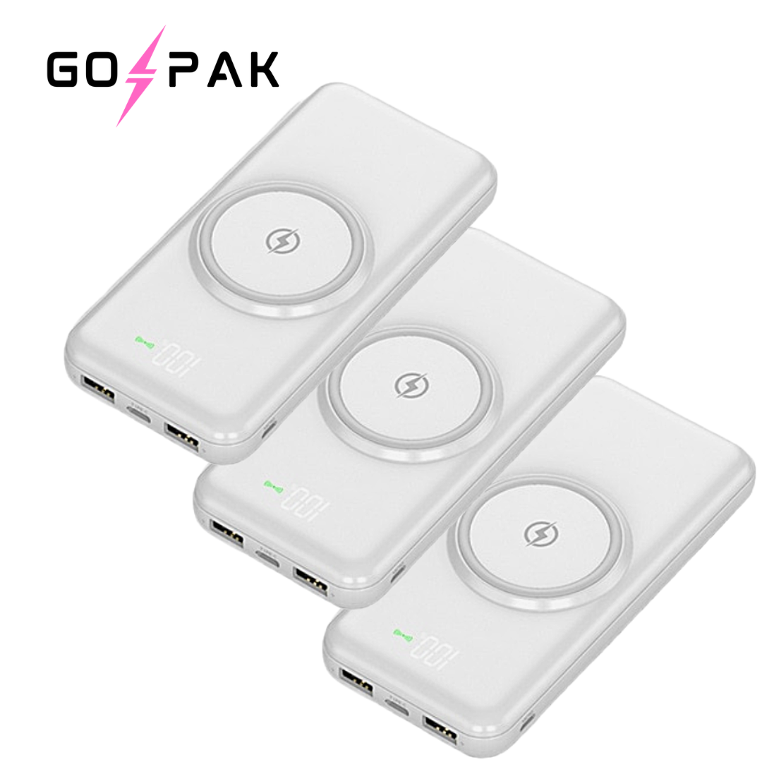 GOPAK Portable Power Bank w/ Charging cables + Wireless Charging