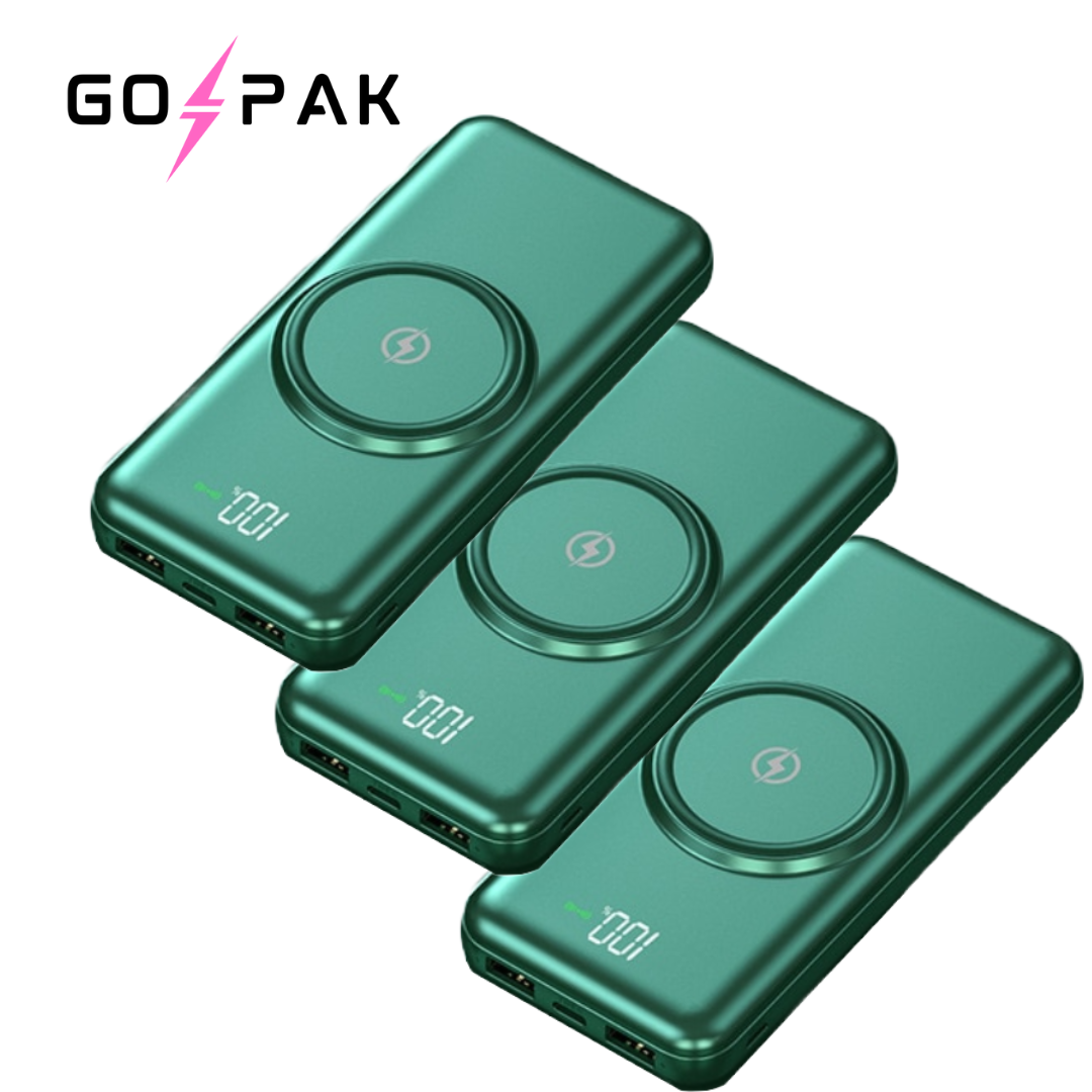 GOPAK Portable Power Bank w/ Charging cables + Wireless Charging