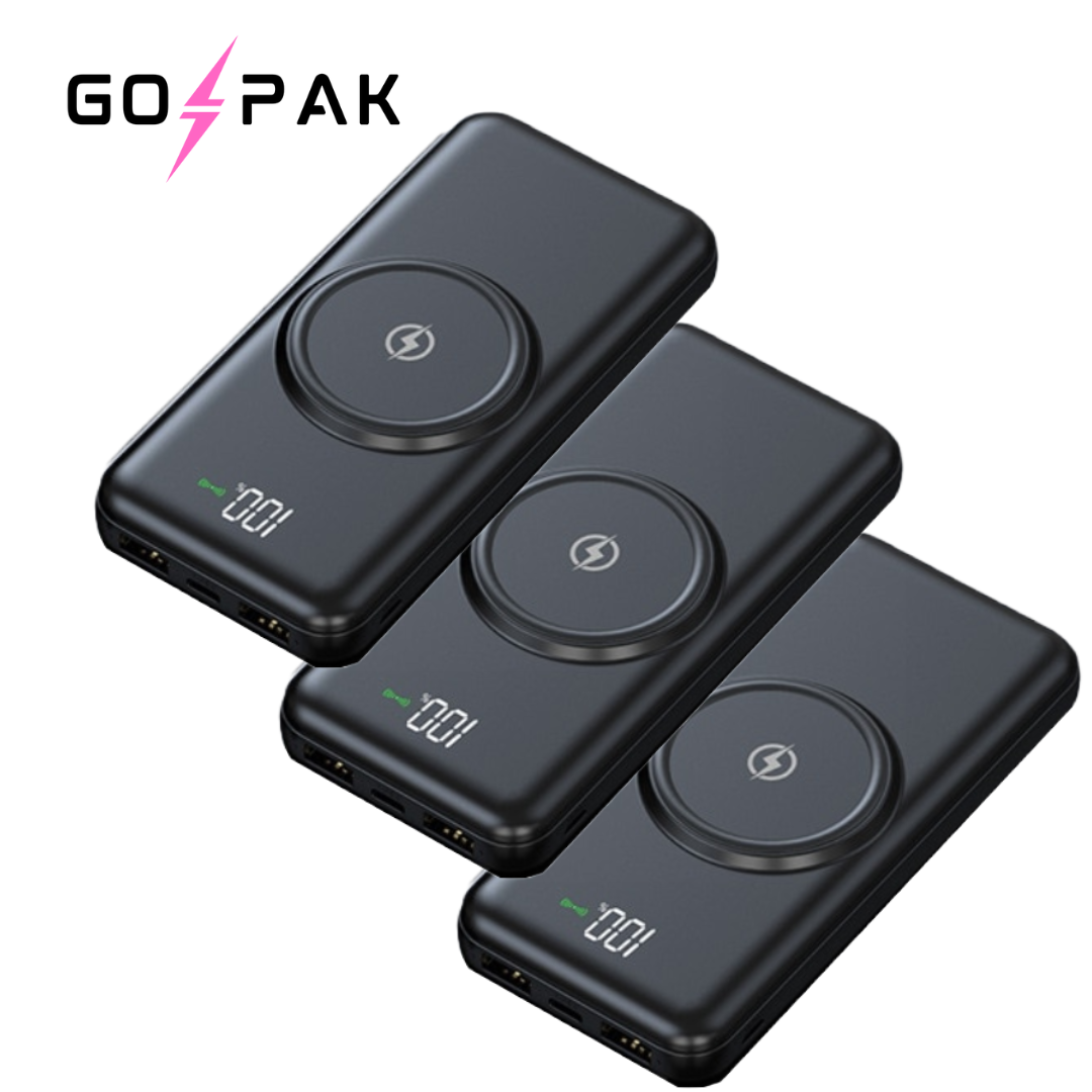 GOPAK Portable Power Bank w/ Charging cables + Wireless Charging