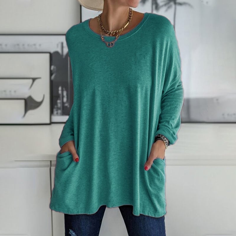 HOT SALE -49% OFF - Round Neck Long Sleeve Pocket Solid T-Shirt