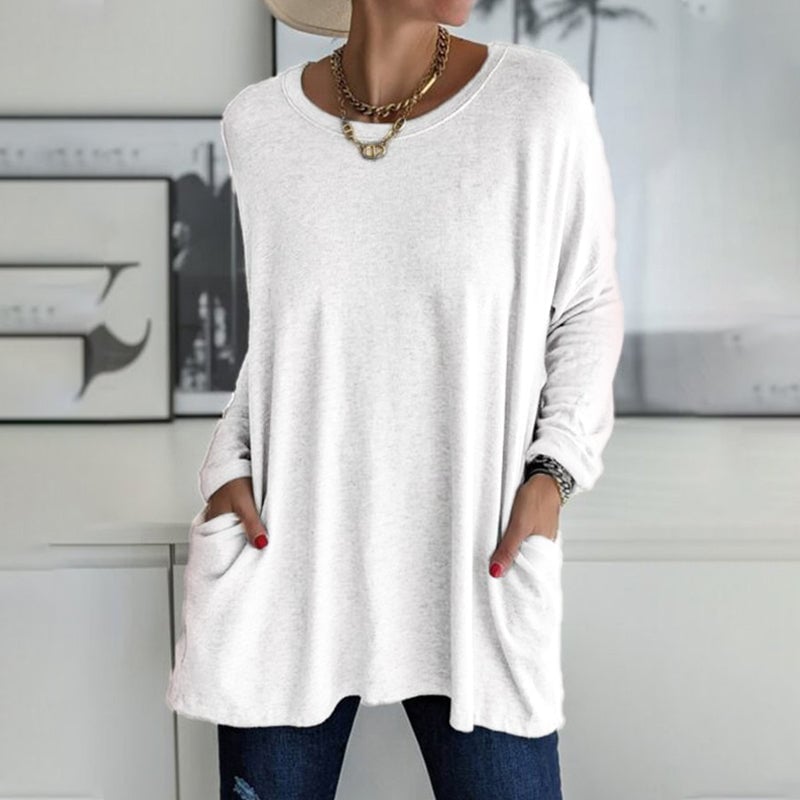 HOT SALE -49% OFF - Round Neck Long Sleeve Pocket Solid T-Shirt