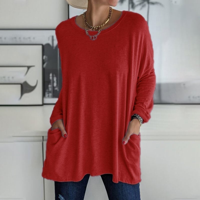 HOT SALE -49% OFF - Round Neck Long Sleeve Pocket Solid T-Shirt