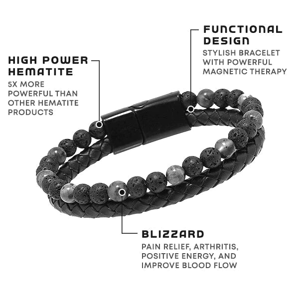 Human + Pro Magnetic Buckle Natural Lava Volcanic Stone Beaded Bracelet