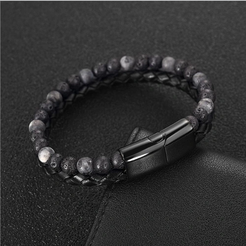 Human + Pro Magnetic Buckle Natural Lava Volcanic Stone Beaded Bracelet