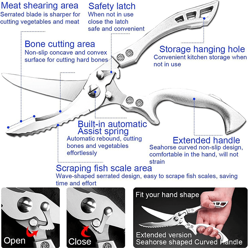 Kitchen Gifts - Heavy Duty Stainless Steel Bone-Cut Scissors