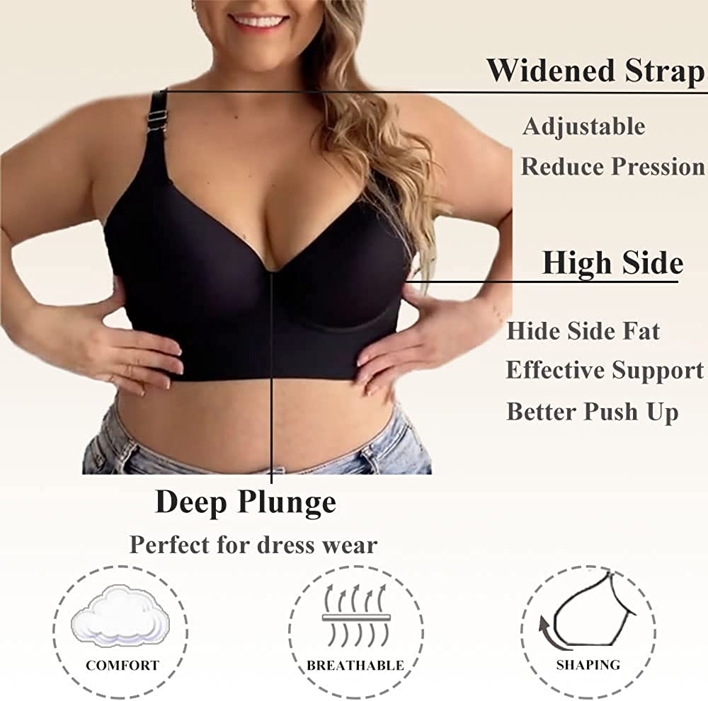 LAST DAY BUY 1 GET 1 FREE - Women's Deep Cup Bra Hide Back Fat Full Back Coverage Push Up Bra With Shapewear Incorporated