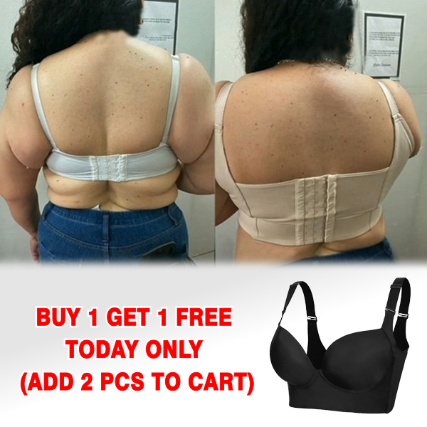 LAST DAY BUY 1 GET 1 FREE - Women's Deep Cup Bra Hide Back Fat Full Back Coverage Push Up Bra With Shapewear Incorporated