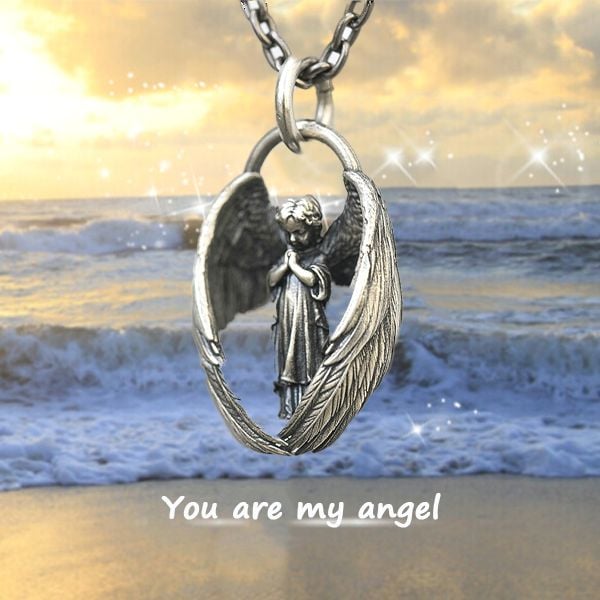 Last Day Promotion 50% - Praying Angel Pendant Necklace - You are my angel.