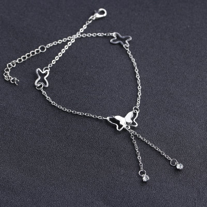 Last Day Promotion 75% OFF - Butterfly Twin Diamond Tassel Anklet