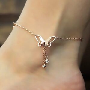 Last Day Promotion 75% OFF - Butterfly Twin Diamond Tassel Anklet